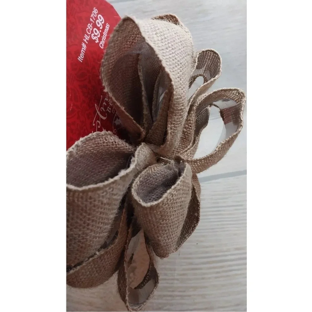 New! Christmas Large Burlap Bow Decoration 9 x 14